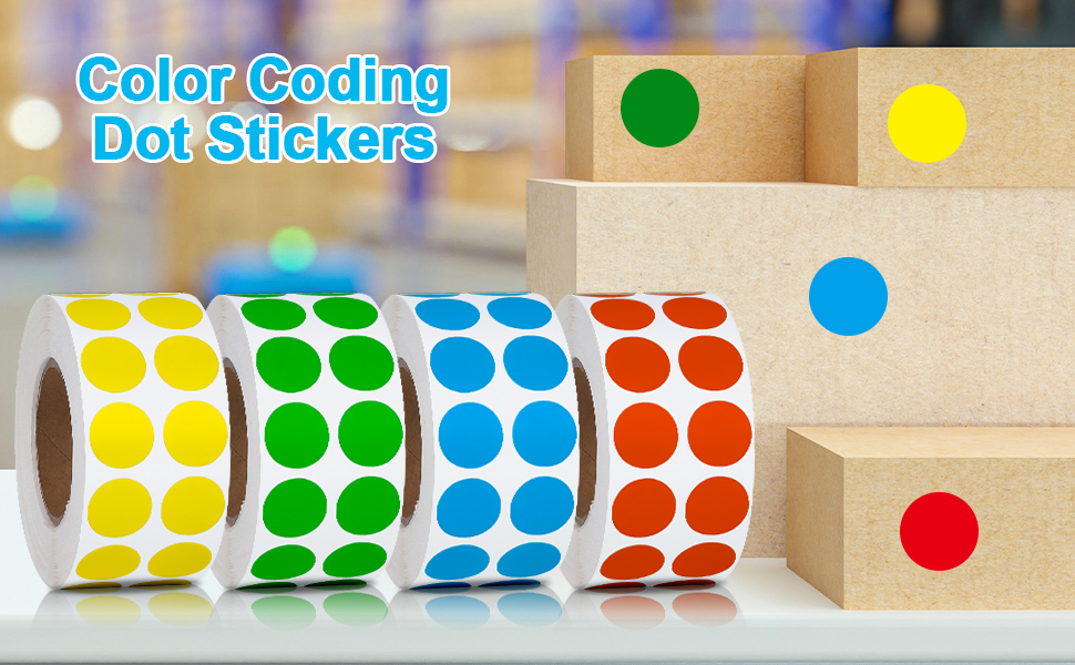 Pack of 2000 Round Color Coding Circle Dots Stickers