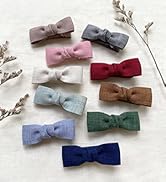 Baby Girls Tiny Linen Hair Bow Clips, Boutique Fully Lined Hair Pins Mini Bow Barrettes for Infan...