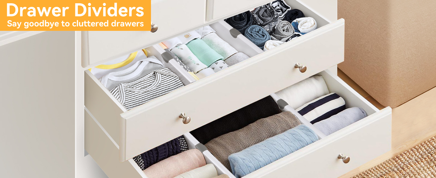 JONYJ Drawer Dividers Organizer 6 Pack, Adjustable