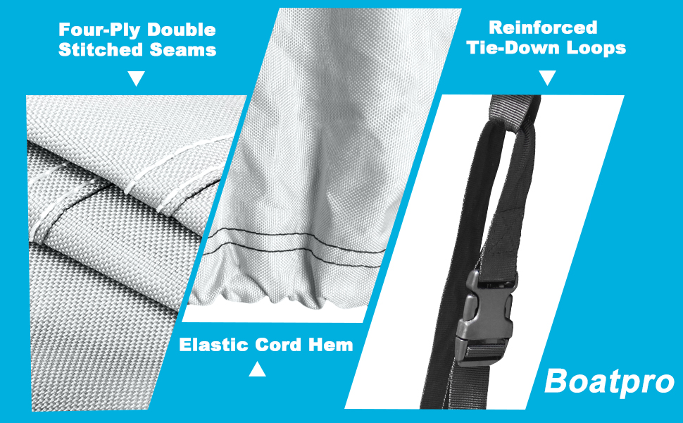 Boatpro Boat Cover 1719ft with Motor Cover,Waterproof 800D Heavy Duty Marine Canvas