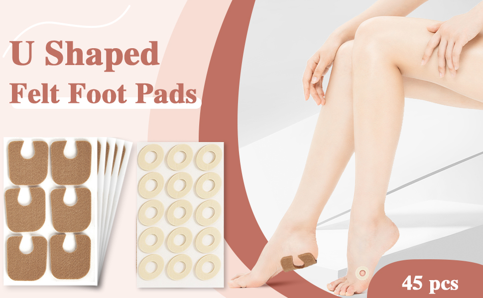 Callus Cushions U-Shaped Callus Pads and Foam Corn Pads Set for Foot with Self-Stick A