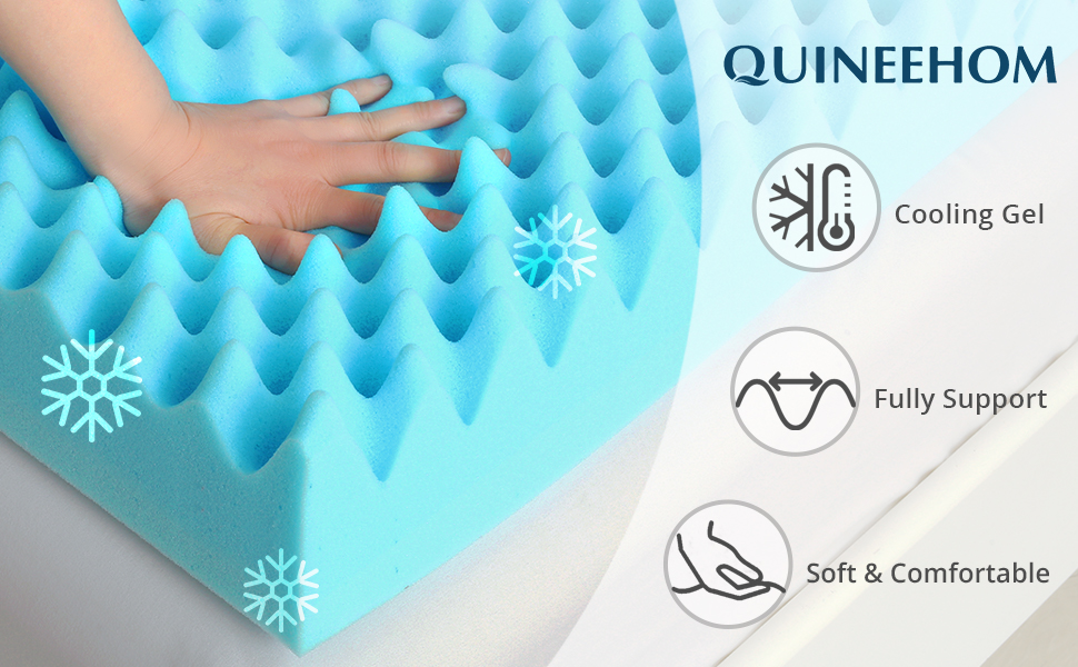 QUINEEHOM Mattress Topper Twin 2 Inch, Cooling Foam Mattress Topper