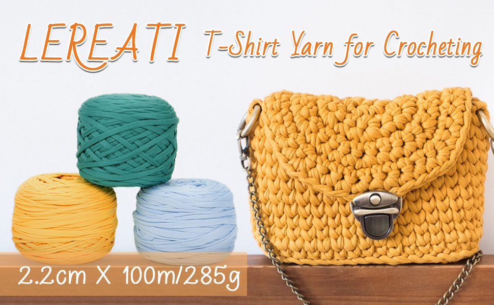 LEREATI Fil pour Crochet 285g 100m Tshirt Yarn Fil Polyester pour Sac au Crochet, Coton Crochet