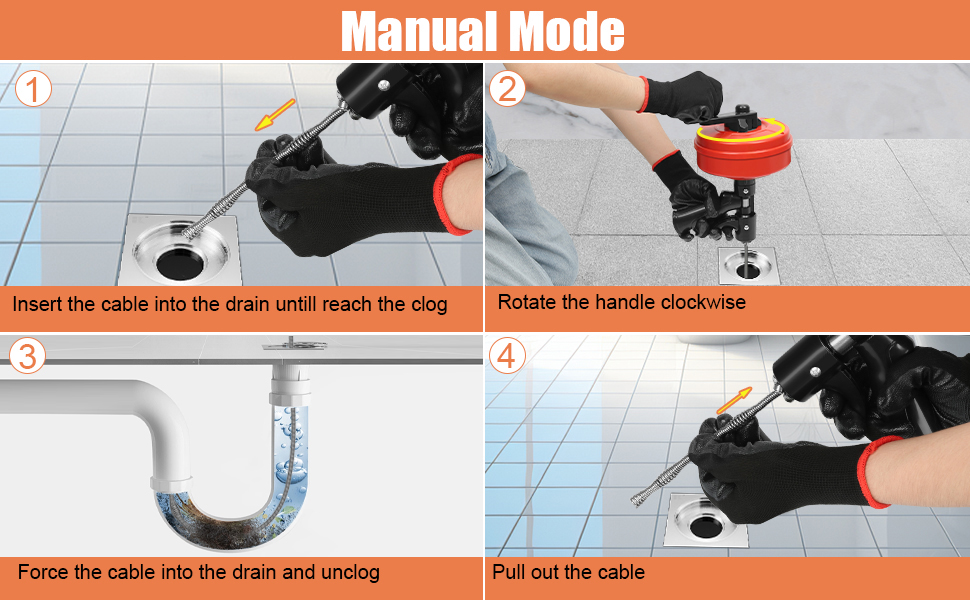 Vastar 7.62M Drain Unblocker Drain Auger, Drain Snake Unblocker with