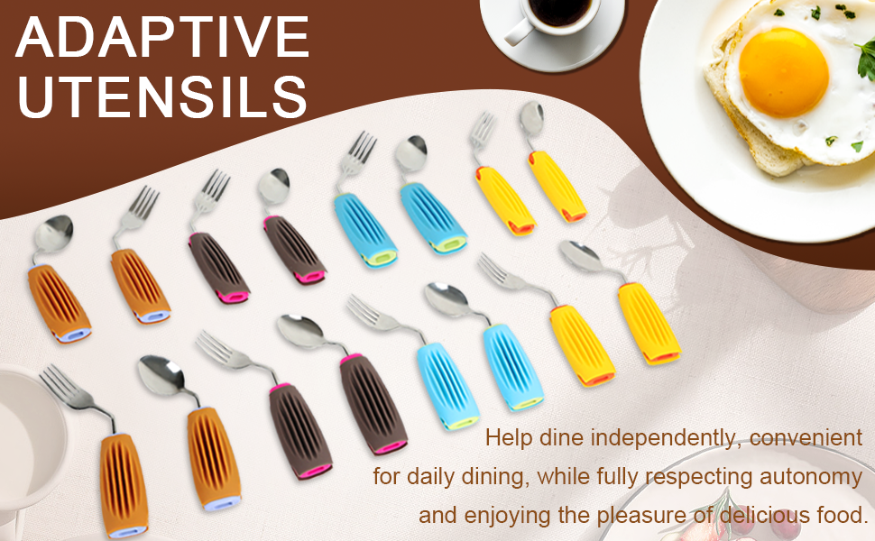 Ehucon Thick Solid Weighted Adaptive Utensils Set, Nonslip