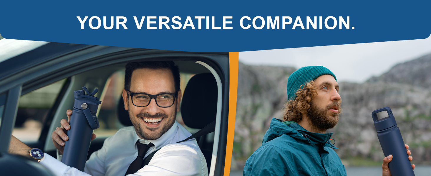 Insulated Water Bottle with Straw 2 lids