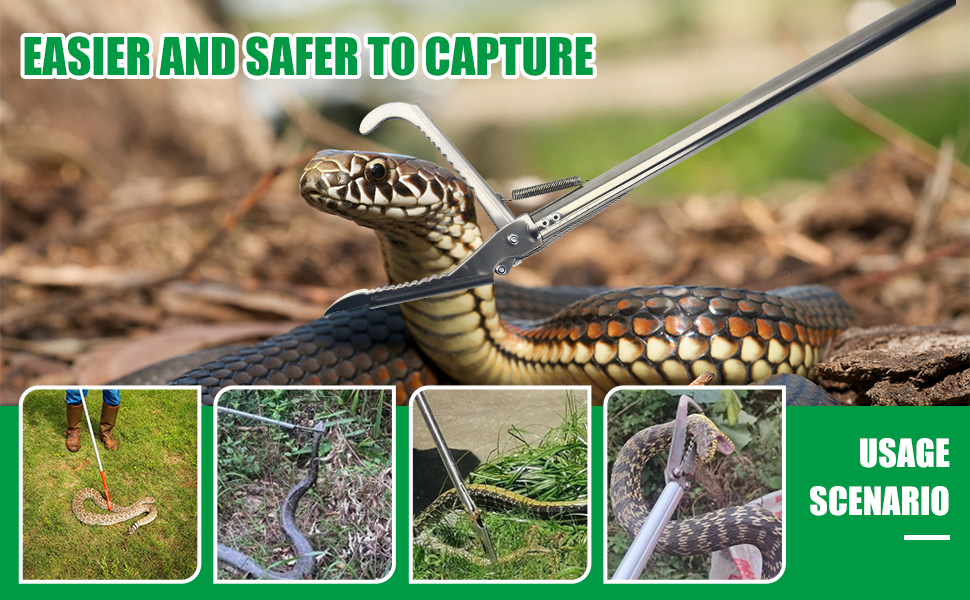 SMIY 47" Collapsible Snake Grabber Tool,Stainless Steel