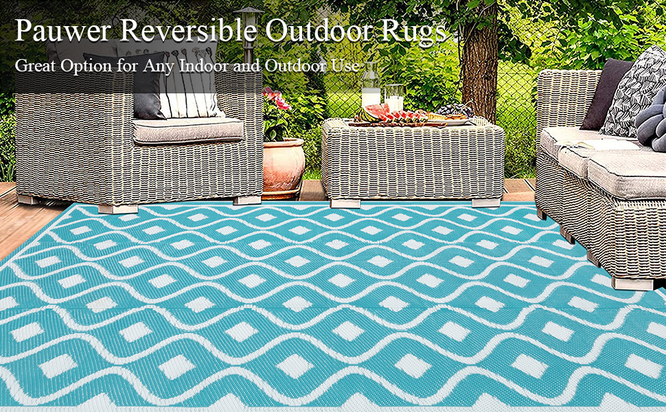 Pauwer 6'x9' Outdoor Rug Waterproof Patio Rug Outdoor