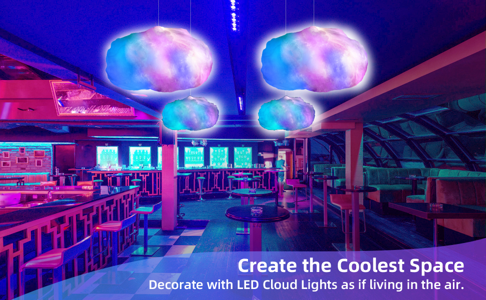 Lichaser RGB Rainbow LED Cloud Light for Bedroom, Music Sync Floating