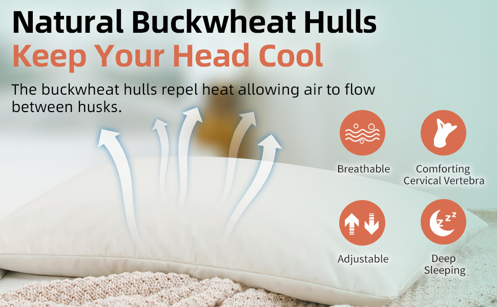 NutriBuck® Buckwheat Hulls Pillow Standard Size 15" x 25" inch