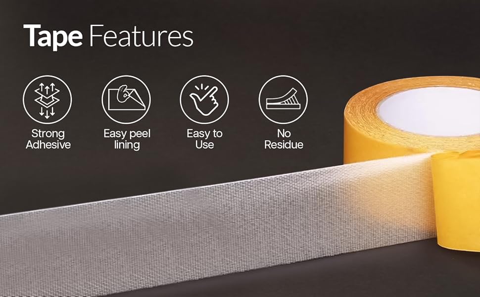 WINSOME Double Sided Carpet Tape, Rug Tape Strong Adhesive to Grip