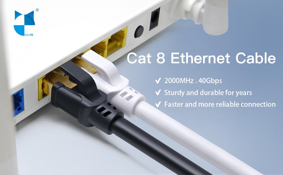DDMALL CAT 8 Cable, 20M 26AWG High Speed 40Gbps 2000MHz Heavy