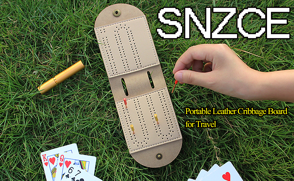 Travel Cribbage Board Portable Leather Cribbage Board Game