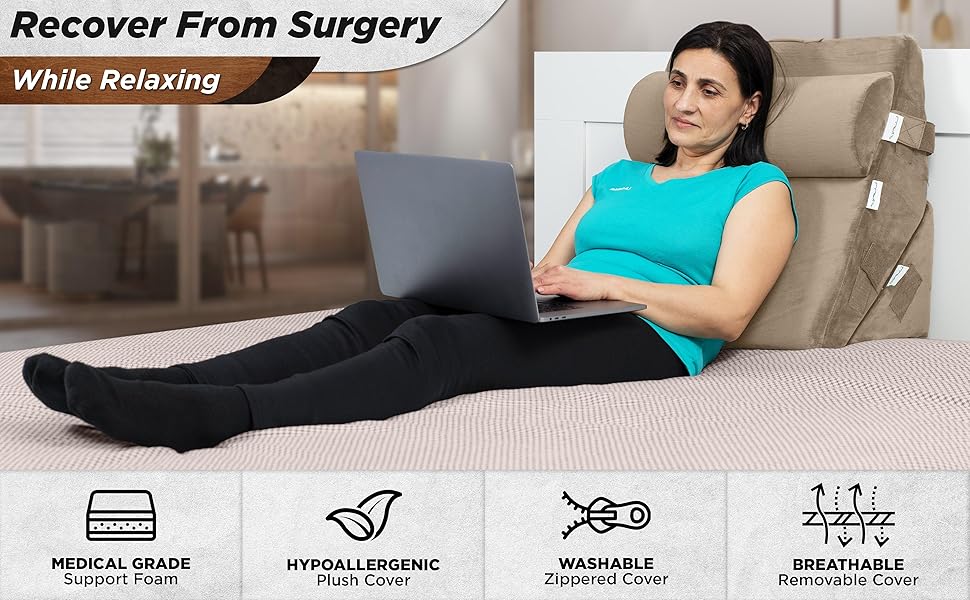 Lunix LX6 3pcs Orthopedic Bed Wedge Pillow Set, Post