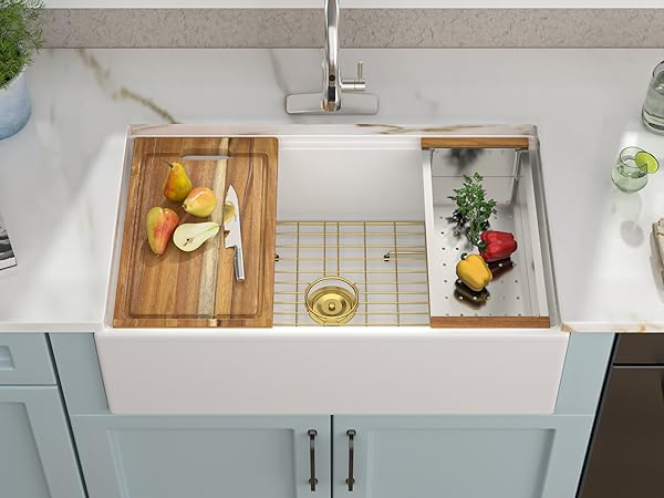 33 White Undermount Sink - Fulorni 33