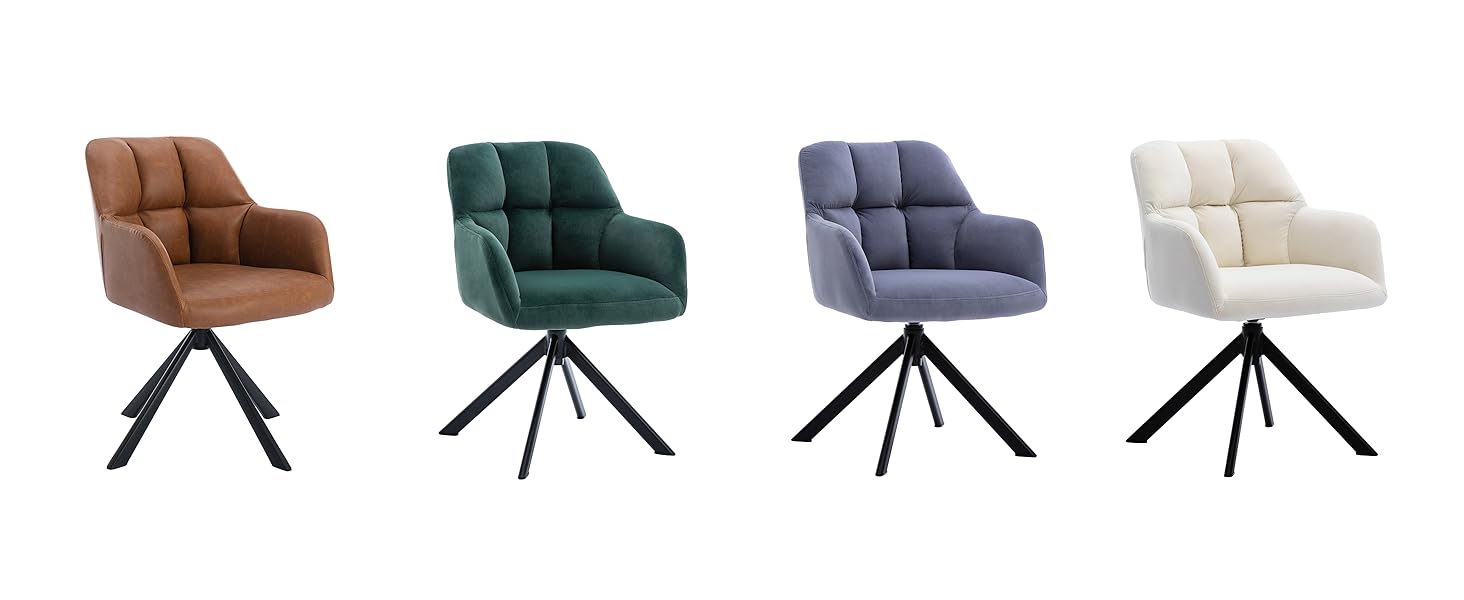 Desk Chair Modern Swivel Task Chair Without Wheels For Bedroom Home Office, Leather, Brown 18 2233