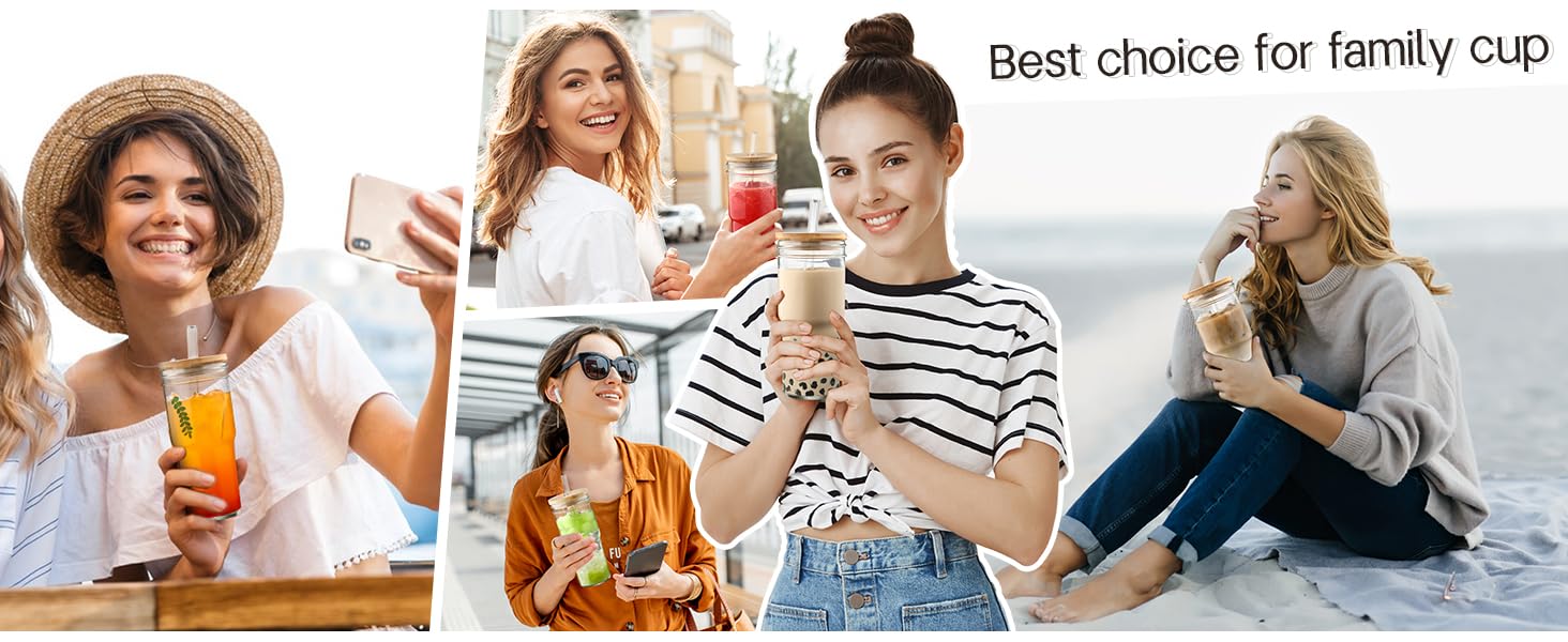 iced coffee glasses with lids and straws