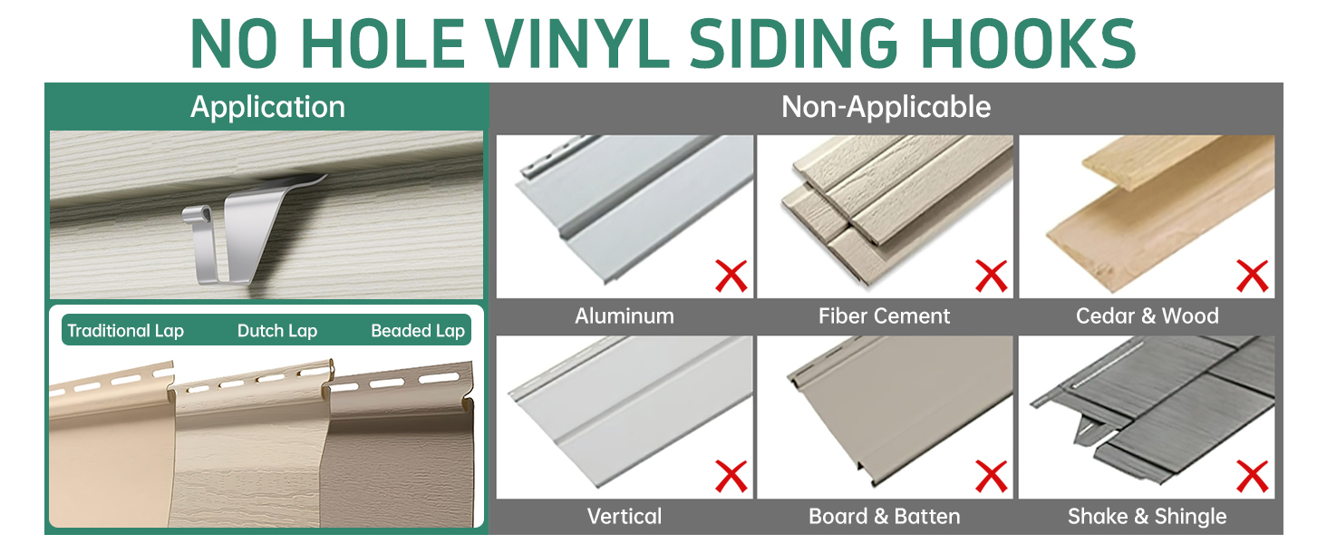 MUAKIOY Vinyl Hooks, (20 Pack) Heavy Duty Stainless Steel