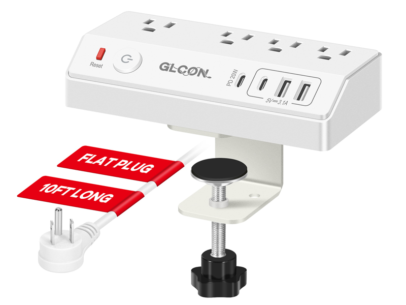 Desk Clamp Power Strip USB C Charging Station for
