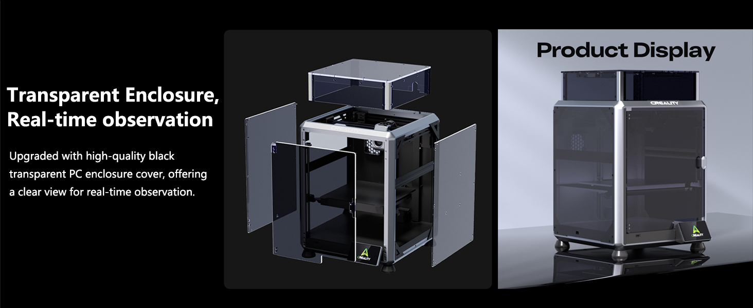 Official Creality Customized 100% Fit Transparent Black K1 SE Enclosure, Dustproof Cover Tent Constant Temperature Noise Reduce for K1 SE 3D Printer Support ABS PETG Filament Printing 16 transparent enclosure
