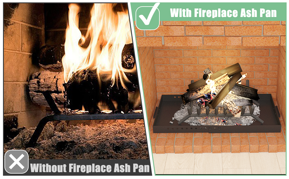 Memrita Fireplace Tray,Rectangle Fireplace Pan Extend Up to