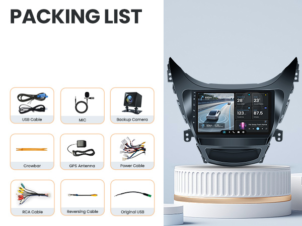2013 for Hyundai Elantra Radio replacement stereo upgrade carplay bluetooth FM SWC backup camera