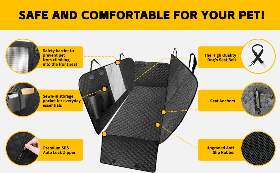 Dog Car Seat Cover, Dog Car Protector Pet Car Seat Cover Back Seat