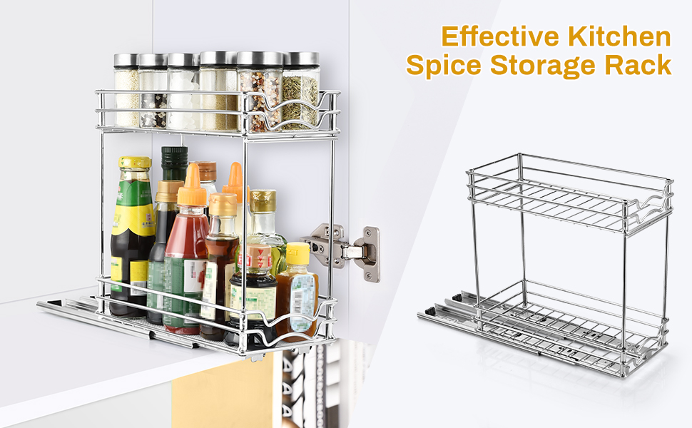 Pull Out Spice Rack Organizer for Duty Slide Out 2 Tier