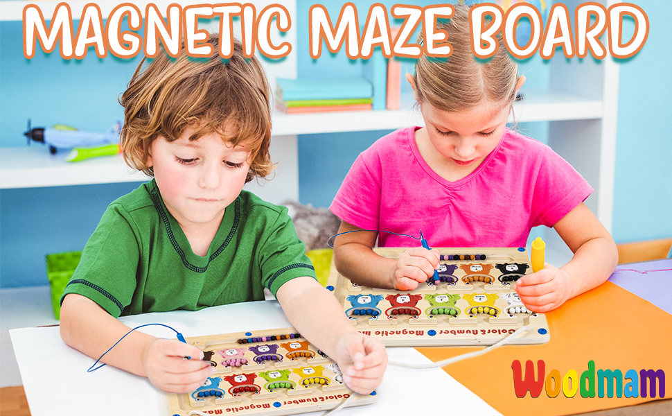 WOODMAM Color and Number Maze, Wooden Maze