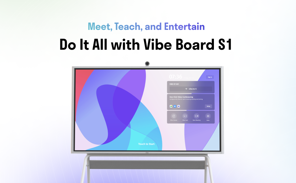 Vibe S1 55" Smart Whiteboard, Touchscreen Display, 4K UHD Interactive Board, Allin