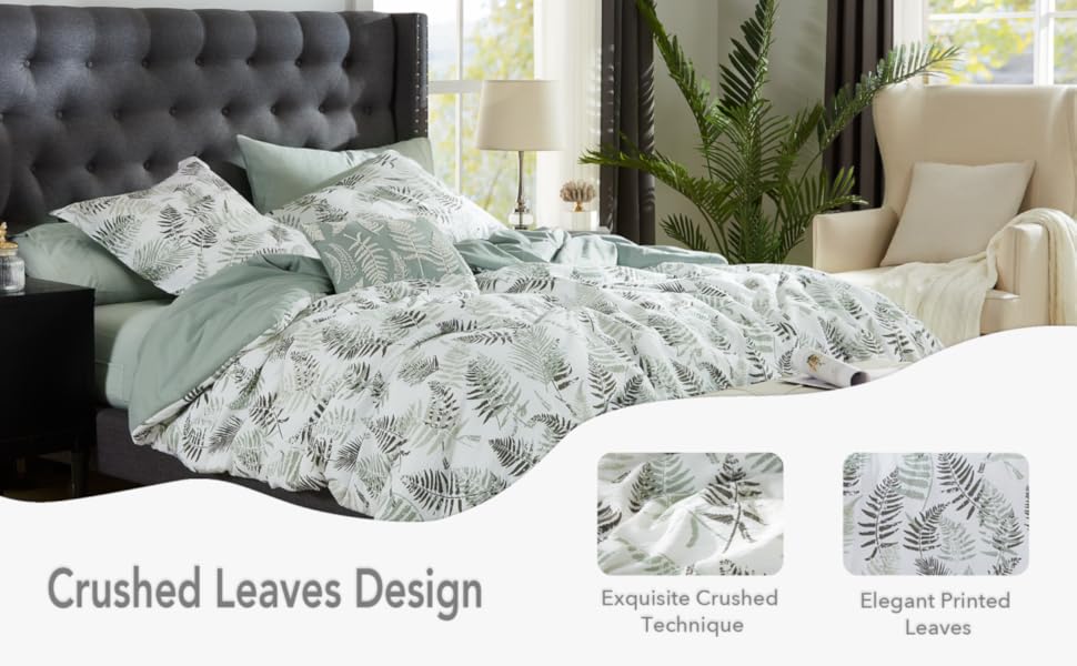 MaiRêve King Comforter Set, Textured Design Sage Green and