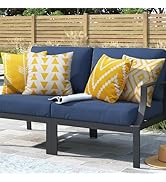 Adabana Outdoor Waterproof Throw Pillow Covers 18x18 Inch Yellow and White Modern Geometric Decor...