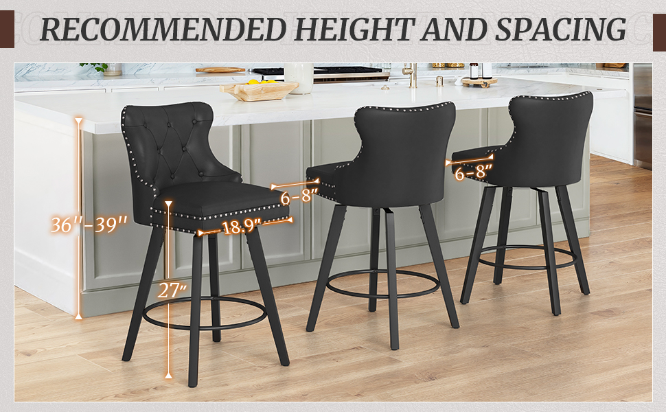 Cozyman Counter Height Bar Stools Set of 2, Black Faux