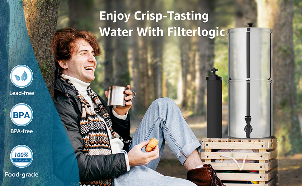 Filterlogic NSF/ANSI 372 Certified Water Filter, Replacement for Berkey® BB92 Black