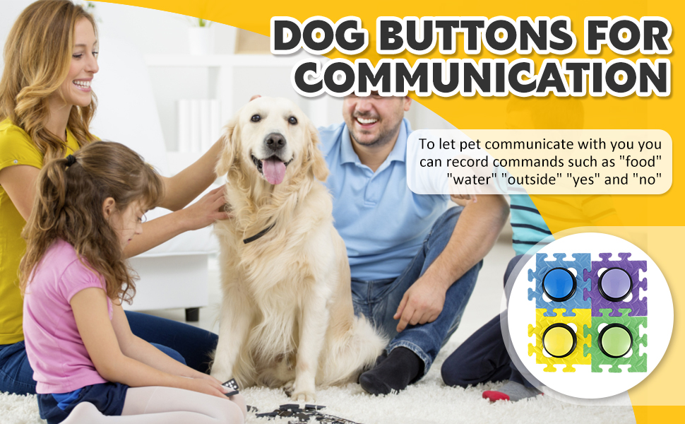 Heteli 4Pcs Dog Buttons Talk Training Recordable Training Buttons for