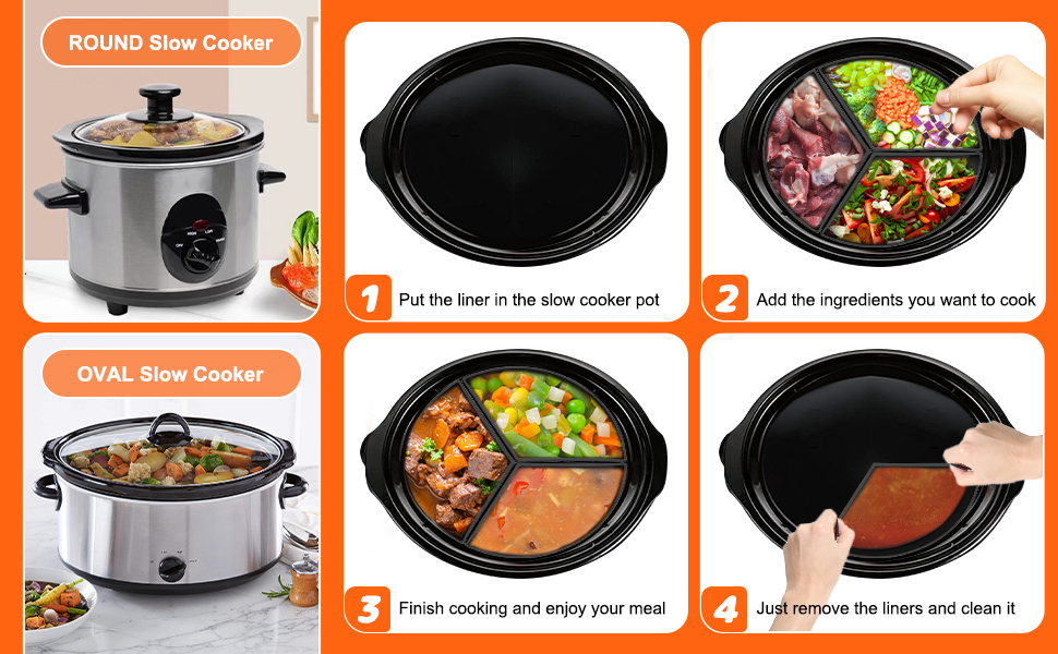 Silicone Slow Cooker Liners, Slow Cooker Divider Liner fit