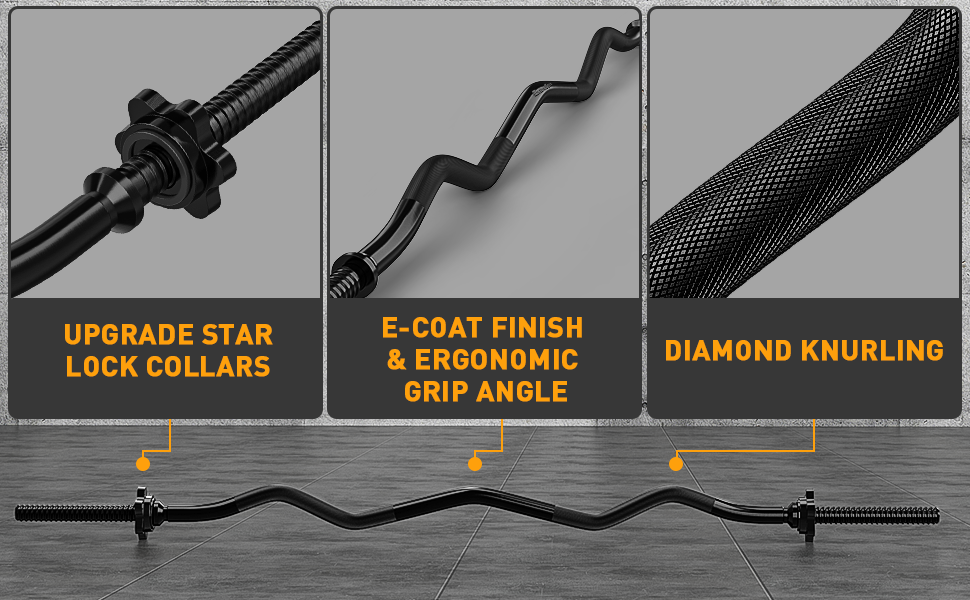 ExtreSpo EZ Curl Bar, 47" Threaded Steel Curl Bar for