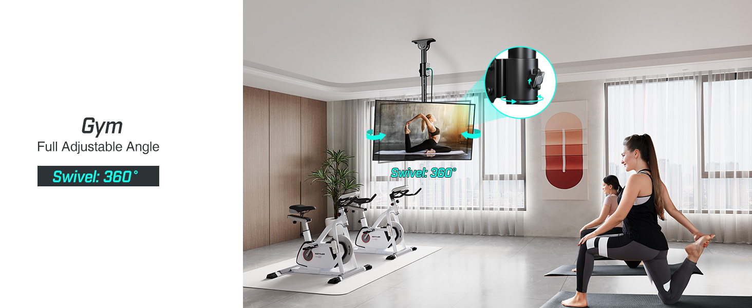 Greenstell Ceiling TV Mount with Power Outlet, TV Mount for