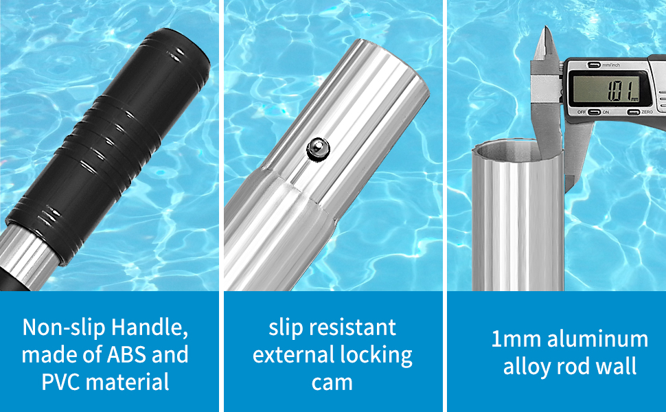 Jowlawn Swimming Pool Pole Telescopic 16ft 3 Section Extendable Aluminium Pool