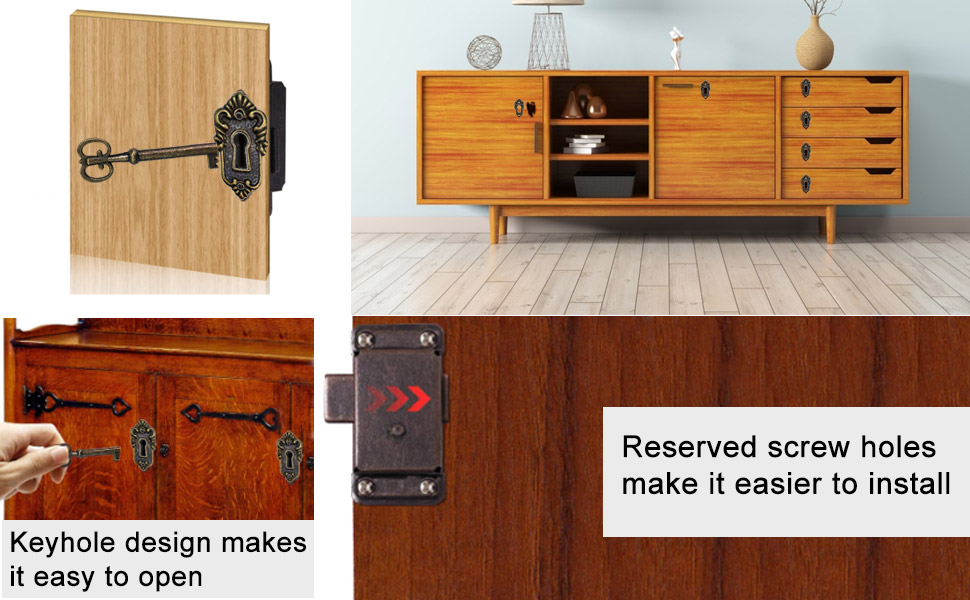 FIGFYOU 2 Pcs Vintage Lock, Antique Lock Door Lock Set