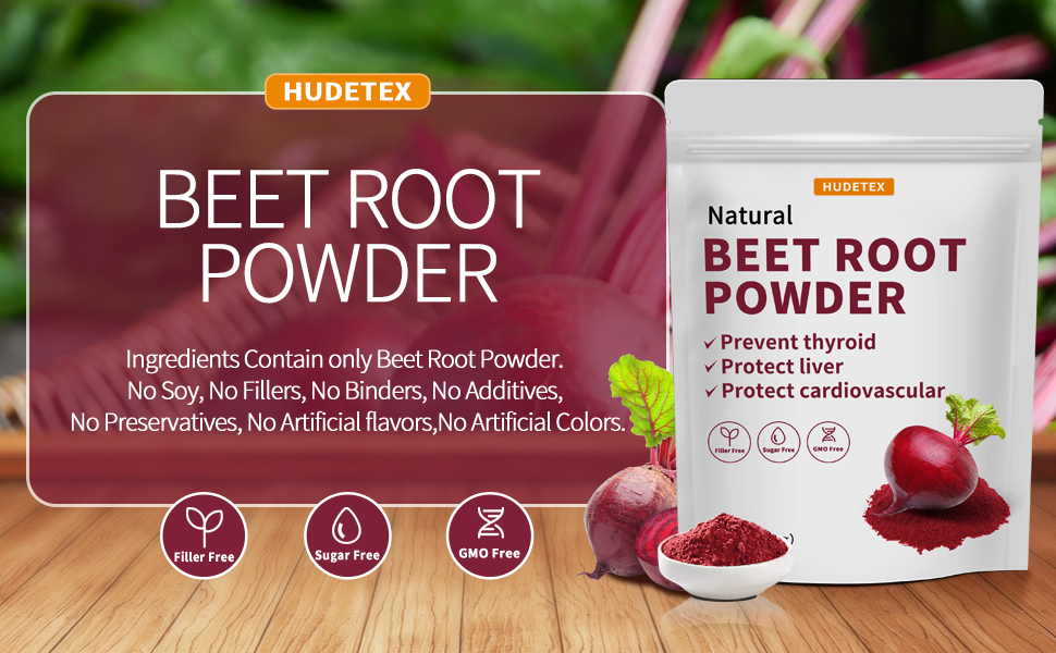 Hudetex Beetroot Powder Natural, 8oz, Freeze Dried Supports