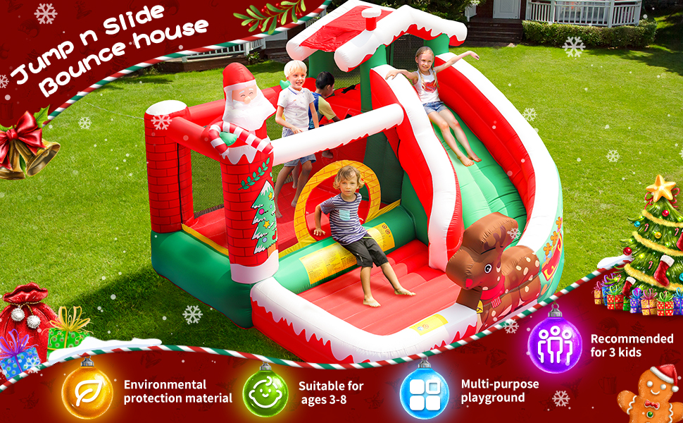 SunSports Christmas Bounce House with Slide,Inflatable