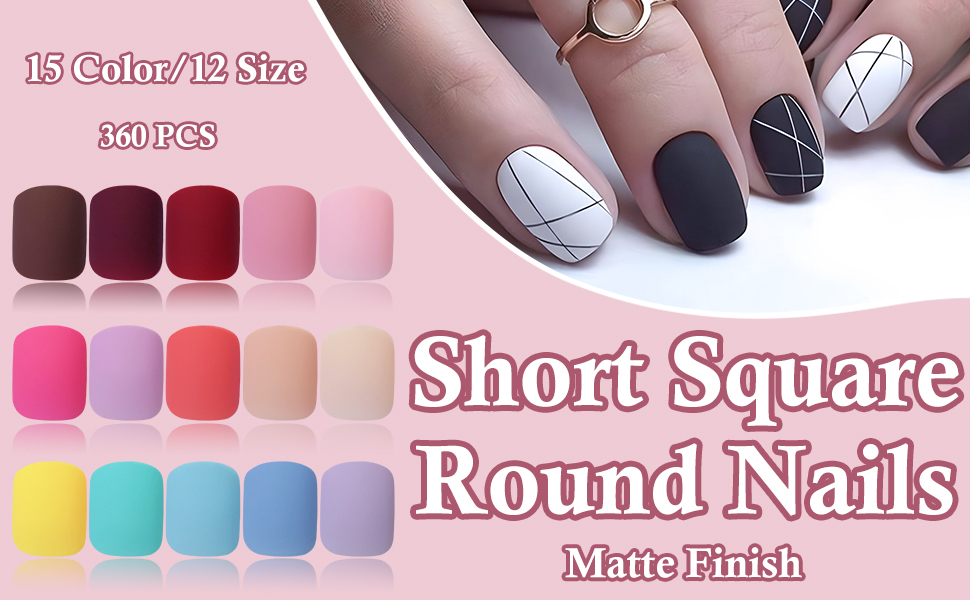 square press on nails short fake nail matte artificial fingernail acrylic nails press ons