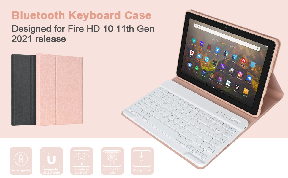 Fire HD 10 Tablet Keyboard Case with Detachable Removable Wireless
