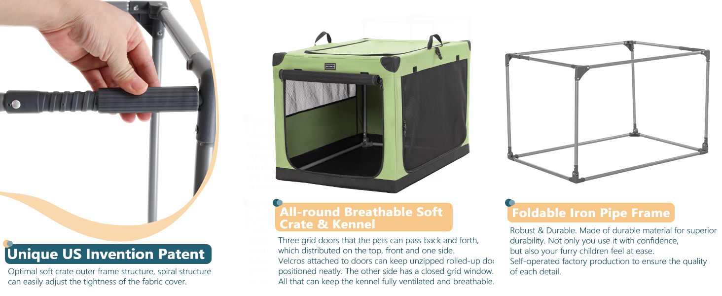 Petsfit Dog Travel Crate Portable Large Dog Crate,Foldable Puppy Crate