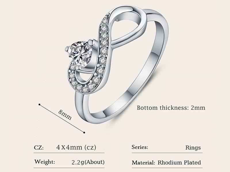 JO WISDOM Infinity Heart Promise Rings for Her Sterling