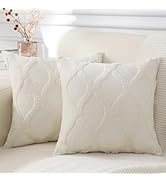 decorUhome Decorative Throw Pillow Covers 18x18 Set of 2, Soft Plush Faux Fur Wool Pillow Covers ...