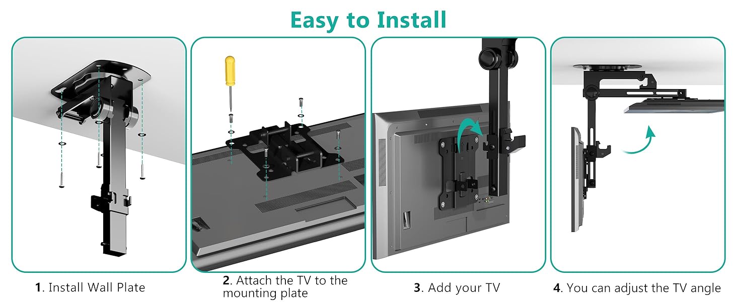 WALI Folding Ceiling TV Mount, Swivel and Flip Down TV Bracket for 1327 inch Flat