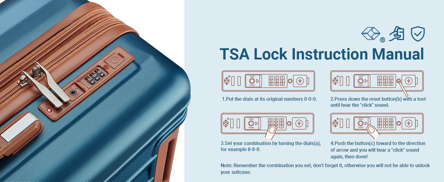 tr007 18 inch plus carry on luggage tsa lock dark blue brown