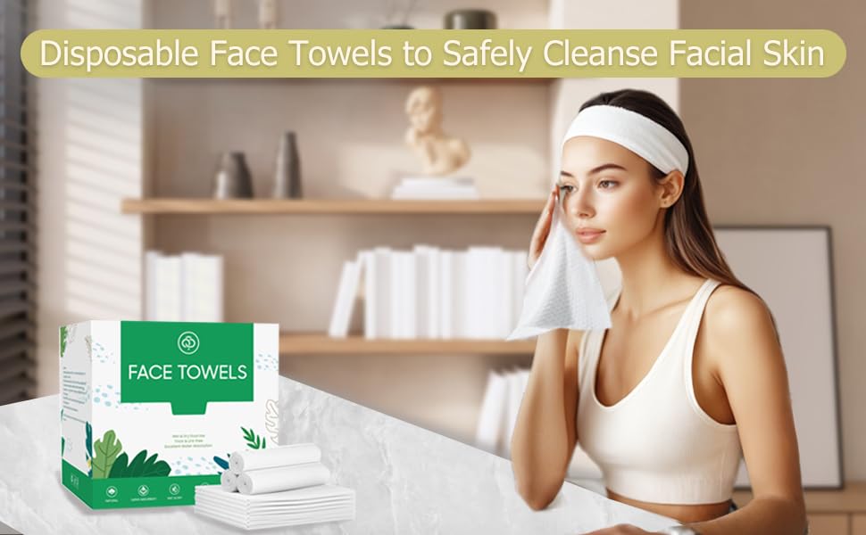 O2frepak Thick Face Towels,25x30cm Disposable Face Towelettes XL,Travel Portable,Ultra Soft Dry Makeup Removing Wipes for Sensitive and Baby Skin,50 Count (1 Pack) 15 clean skin club face towels